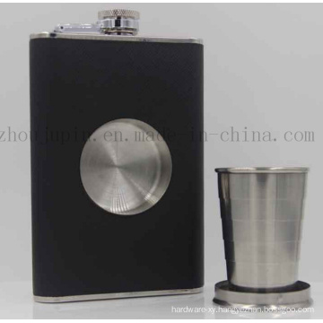 OEM Whisky Stainless Steel Shot Hip Flask with Folding Cup